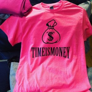 Hot pink Timeismoney t shirt